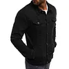 Giacca in denim casual da uomo con risvolto abbottonato