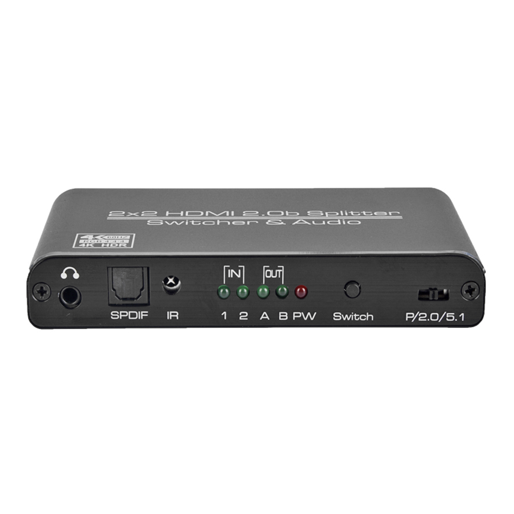 

HDMI2x2 HDMI Matrix 4k 60Hz HDMI Switch Splitter 3D HDCP 2.2 HDR Switcher, Grey, 501 Original