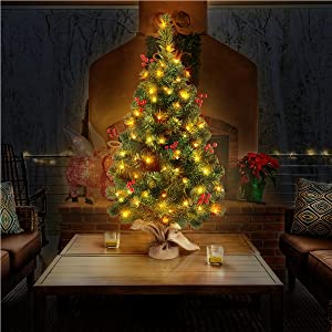 3ft Prelit Tabletop Artificial Mini Christmas Tree