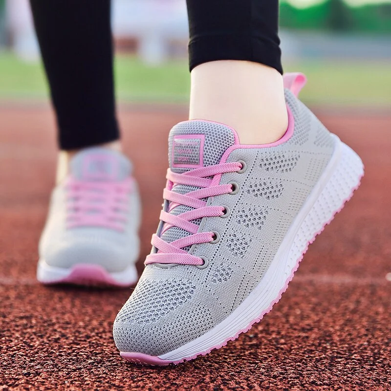 2020 New Sneakers Women Shoes Flats Fashion Casual Ladies Shoes Woman Lace-Up Mesh Breathable Female Sneakers  Mujer