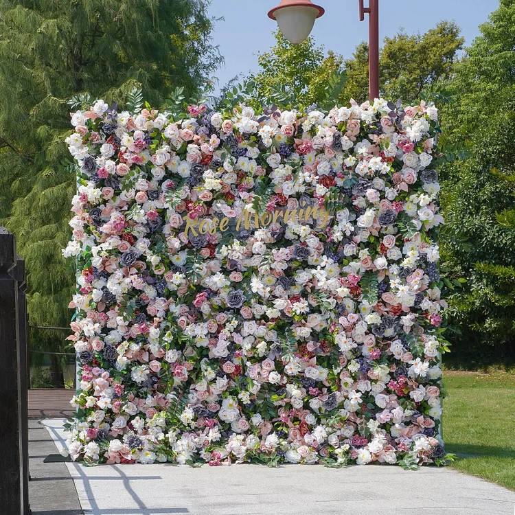 5D Fabric Artificial rolling up curtain silk flower wall