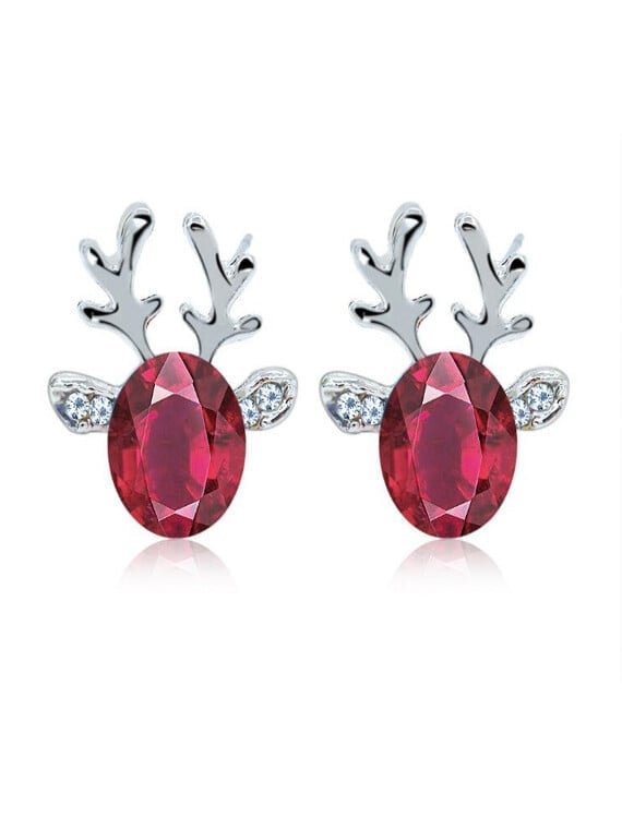 Women's Christmas Reindeer Rhinestone Earrings