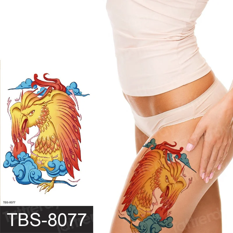 temporary tattoo phoenix dragon animals tattoo art body stickers women men legs sexy tatoo fake waterproof decal sheet water