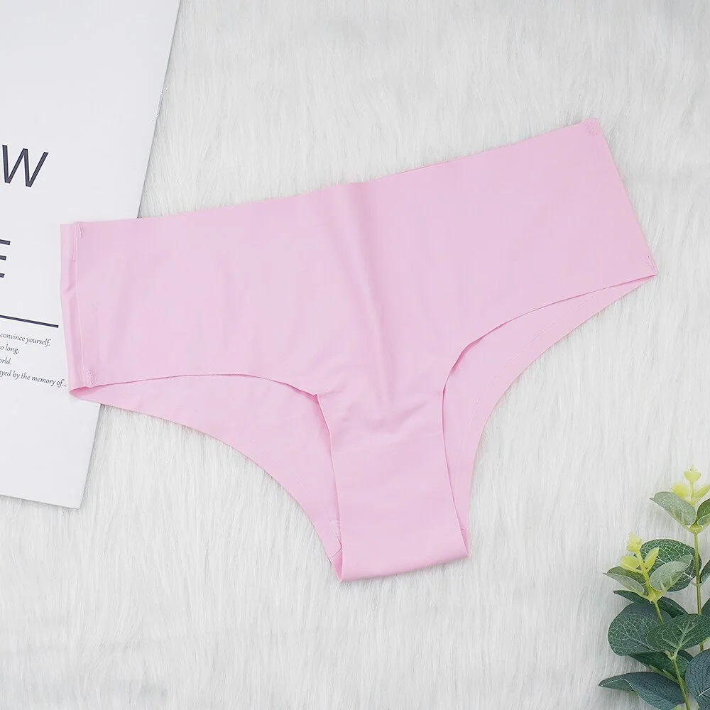 Billionm Women's Panties Seamless Underwear Sexy Silk Briefs Mid Rise Black/pink/skin Woman Bragas S-L Cool Shorts Dropshipping