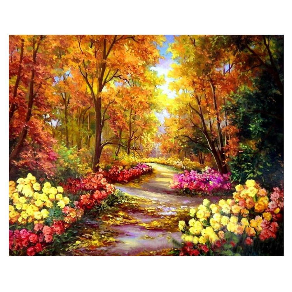 Diamond Painting - Full Round Drill - Forest Path Scenery(40*30cm)