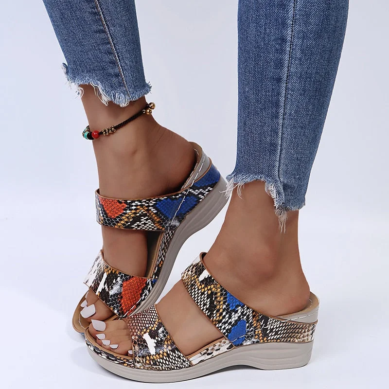 2021 Summer Women's Sandals Fashion Serpentine Platform Fish Mouth Open Toe Slipper for Woman Outdoor Wedges Comfortable Sandals