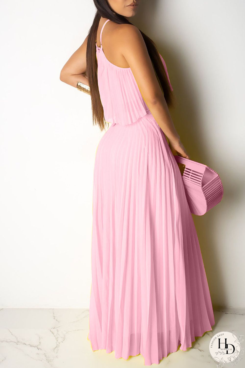 Pink Fashion Sexy Sleeveless Skirt Two-piece Set
