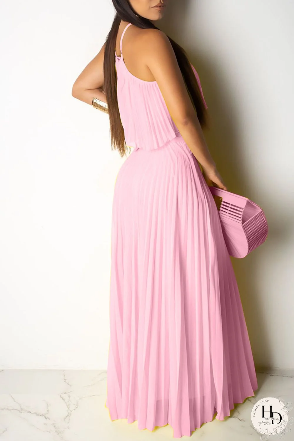 Pink Fashion Sexy Sleeveless Skirt Two-piece Set