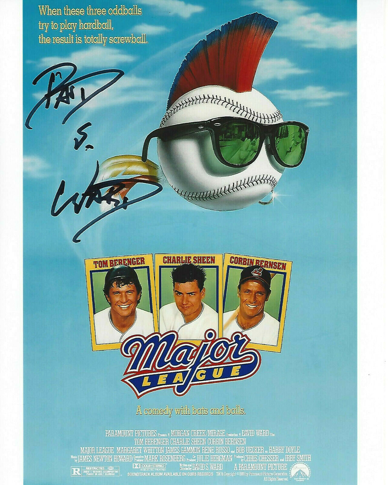 DIRECTOR DAVID S. WARD SIGNED AUTHENTIC 'MAJOR LEAGUE' 8x10 MOVIE Photo Poster painting 1 w/COA