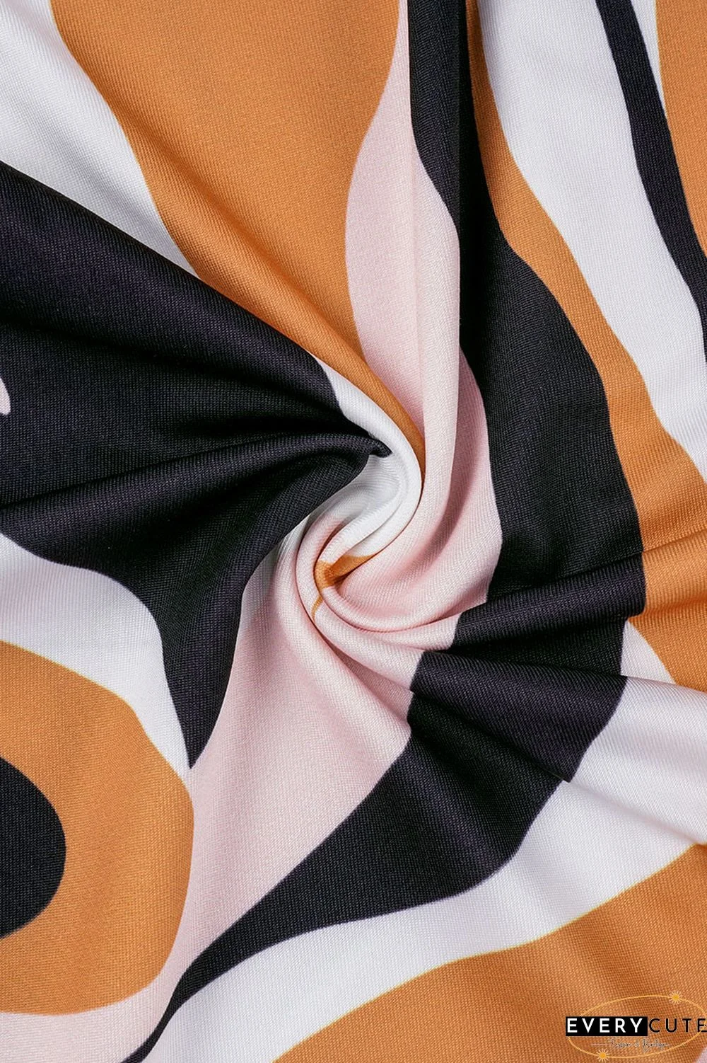 Multicolor Casual Print Patchwork Turndown Collar Short Sleeve Dress