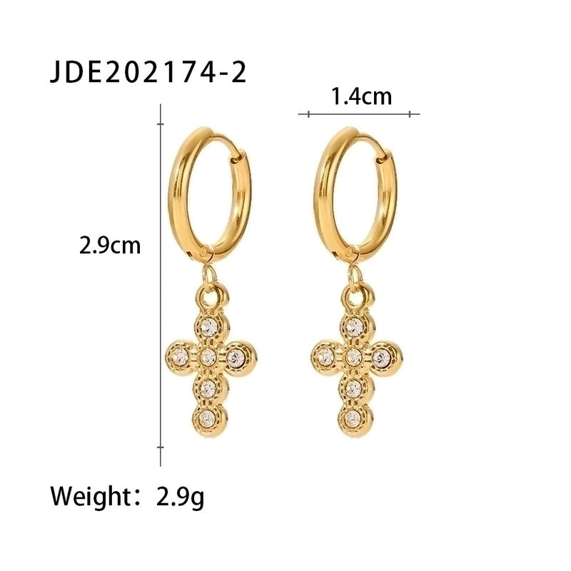 1 Pair Fashion Geometric Plating 304 Stainless Steel Titanium Steel Zircon Earrings