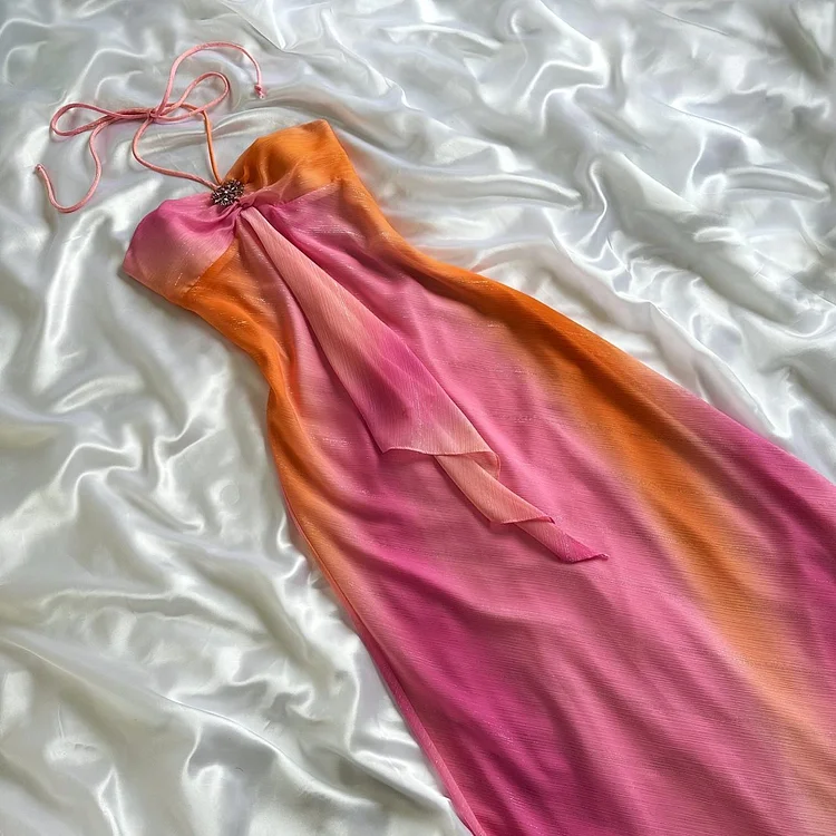 Women's Pink and Orange Dress