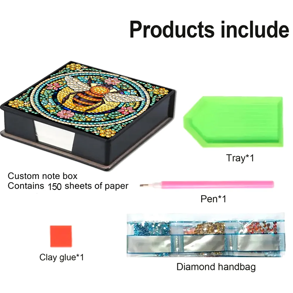 Bee PU Diamond Painting Memo Pad Holder Mosaic Kit for Adults Beginners
