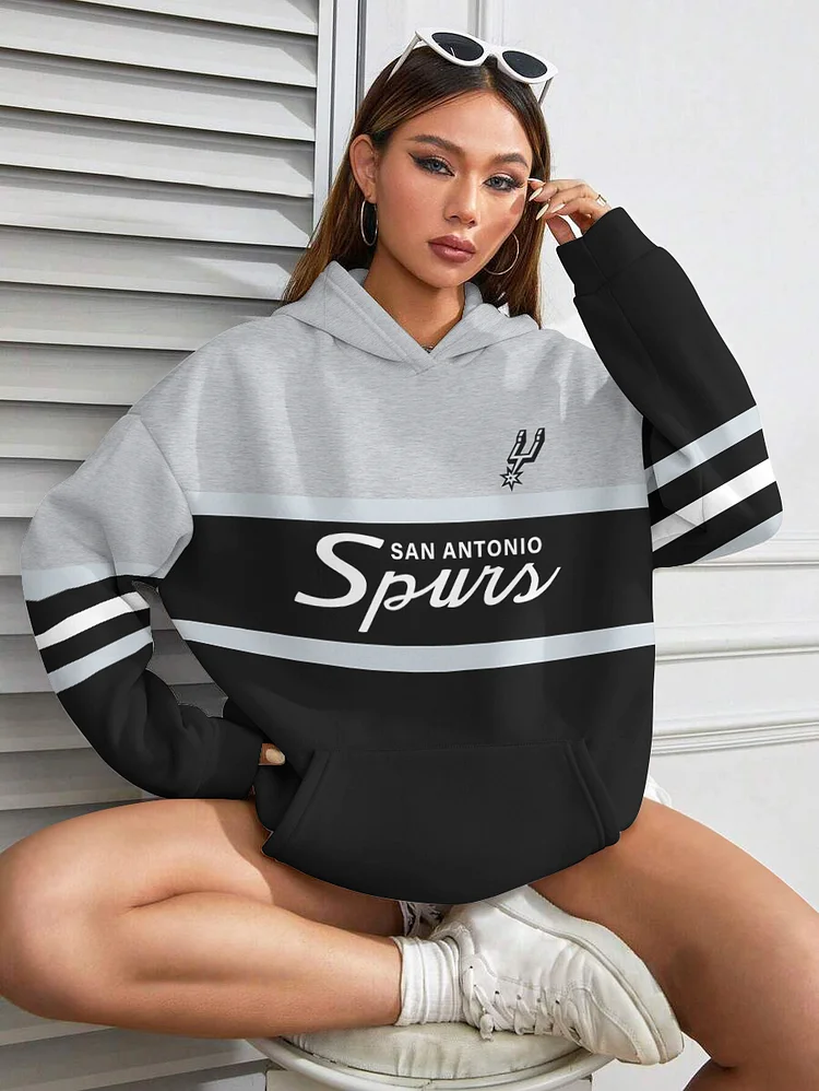 San Antonio Spurs Printed Hooded Pocket Pullover Hoodie