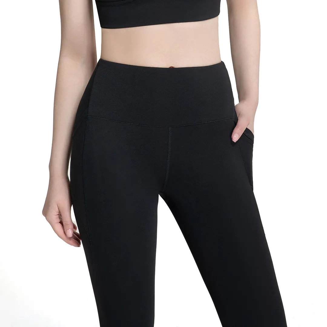 Buy Hergymclothing women's high waist eco friendly butt lifting tummy control yoga pants with slant pockets not see through at an affordable price