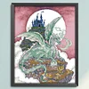 >SALE<Embroidery Cotton Thread 14CT Print Castle Guardian Cross Stitch Kit 40x49cm