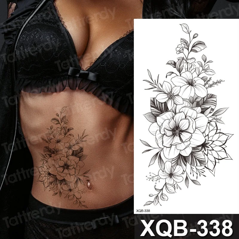 temporary tattoo flower snake dragon anime sexy body art stickers black lion skull tattoo sleeve for women men boys sexy decal
