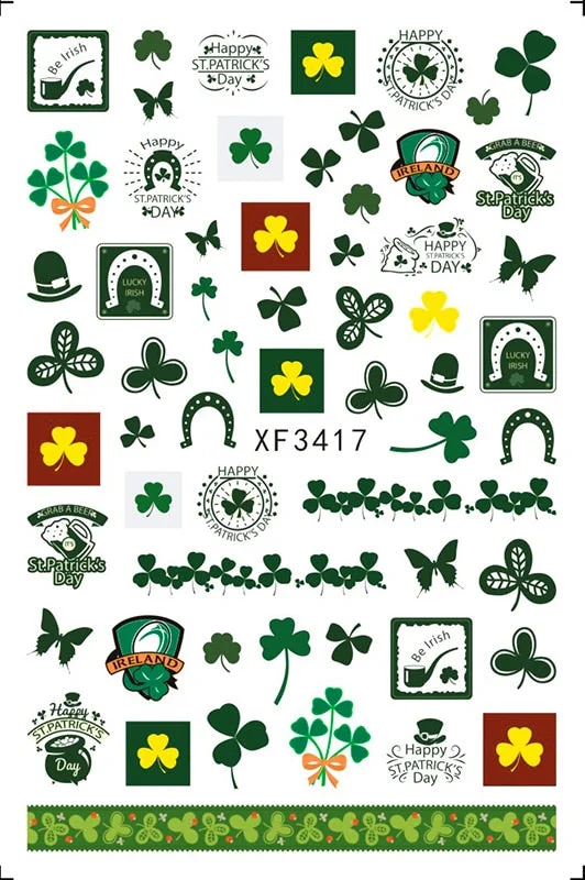 3D Flag Sport Nail Stickers for Manicure Fire Clover Decoration Decals Back Glue Designer Gymnastics Nail Art Sticker