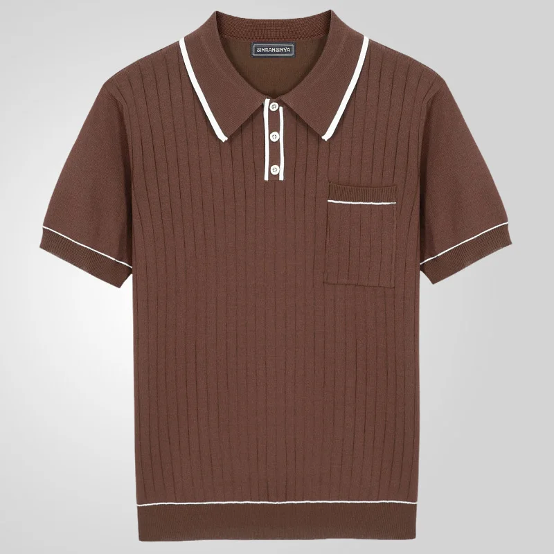 Uveng Uveng Men's New Summer Knits Clip Short Sleeve Business Polo Shirt Men's SY0186