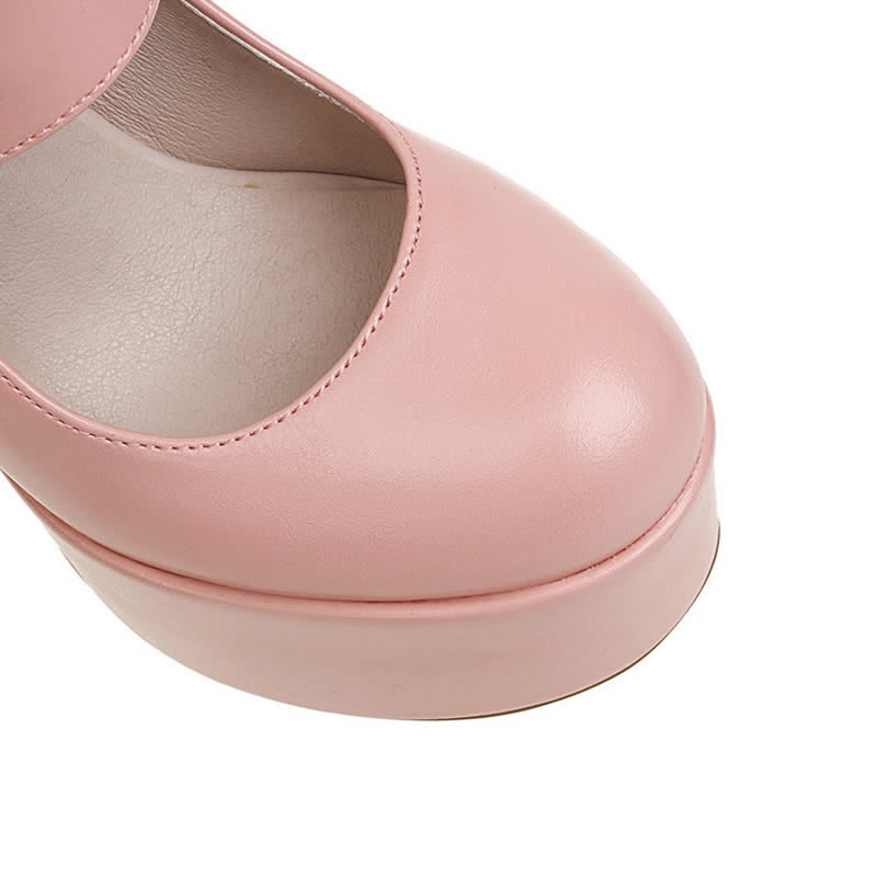 Pure ColorChunk High Heel Mary Janes Shoes - Modakawa modakawa