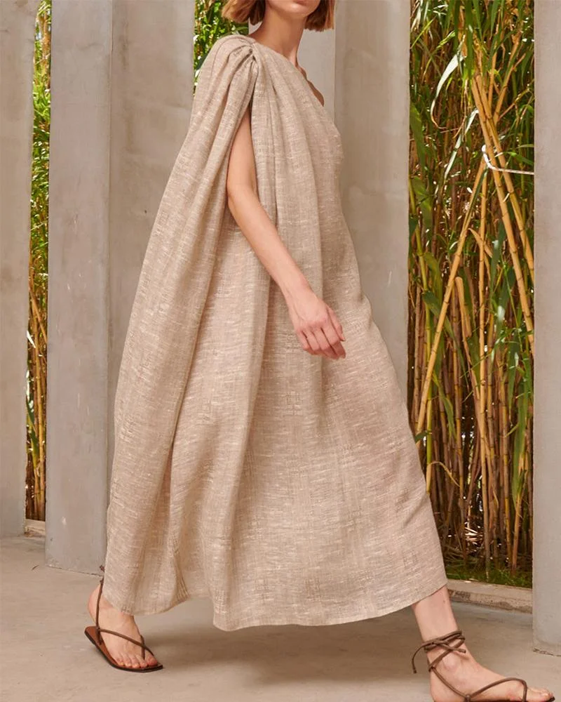 Casual Solid Color Sleeveless Loose Cotton Linen Dress