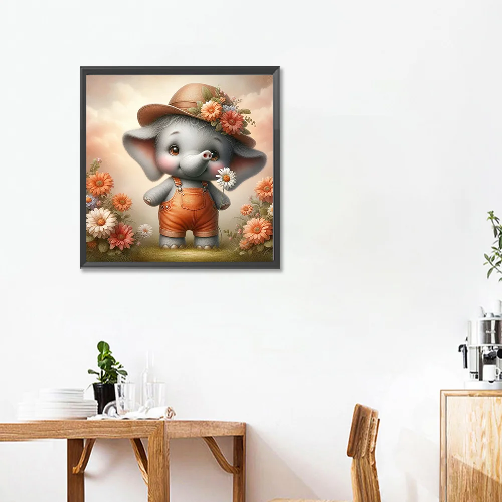 Diamond Painting - Full Square Drill - Flower Elephant(Canvas|35*35cm)