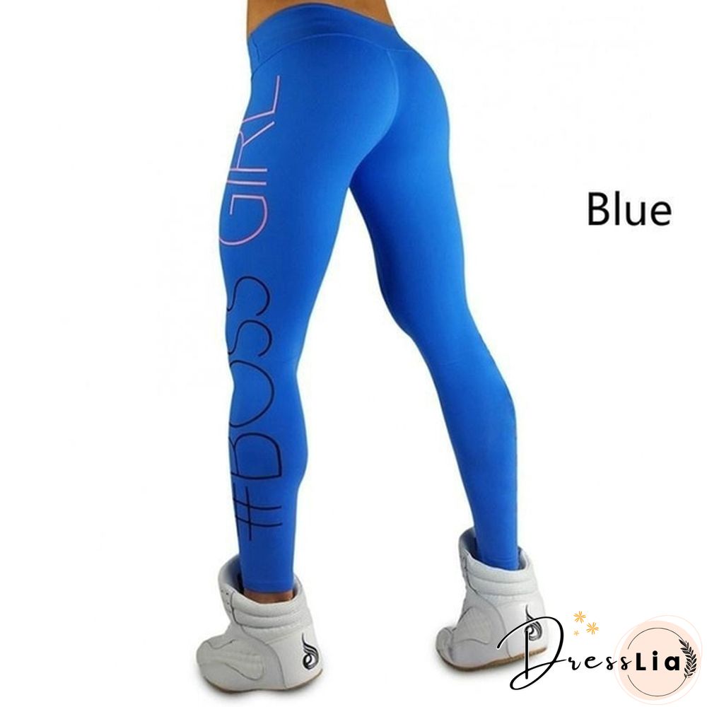 New Women's Pants Boss Girl Tight Package Hip Printing Yoga Leggings