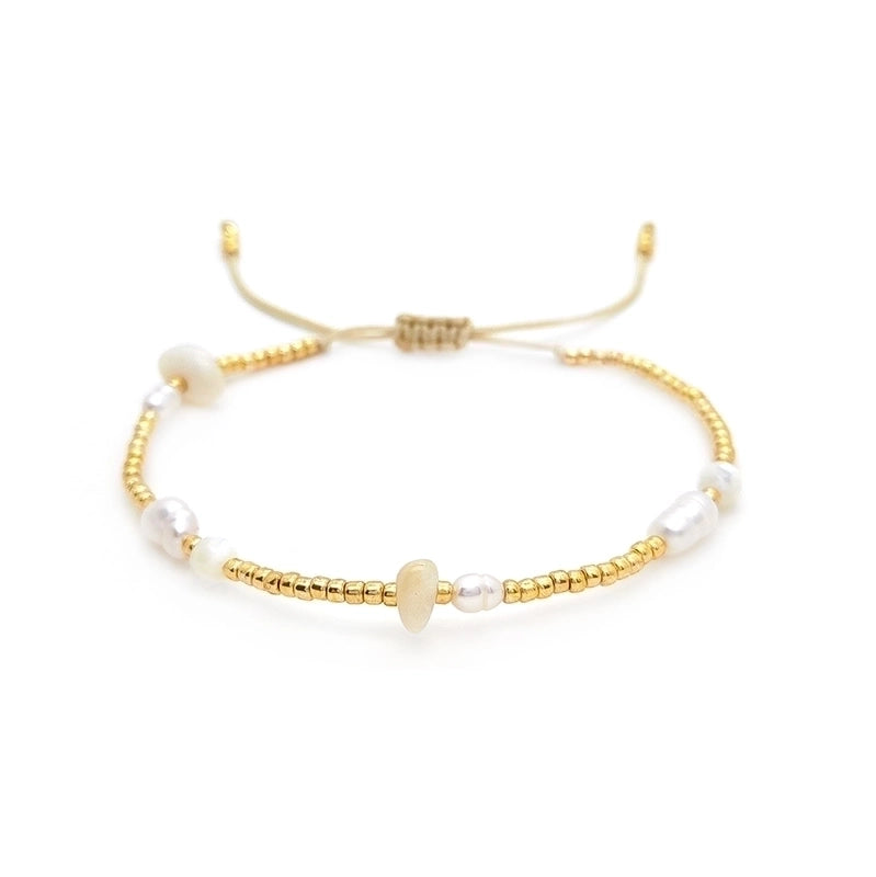 Sweet Color Block Freshwater Pearl Glass Gravel Bracelets