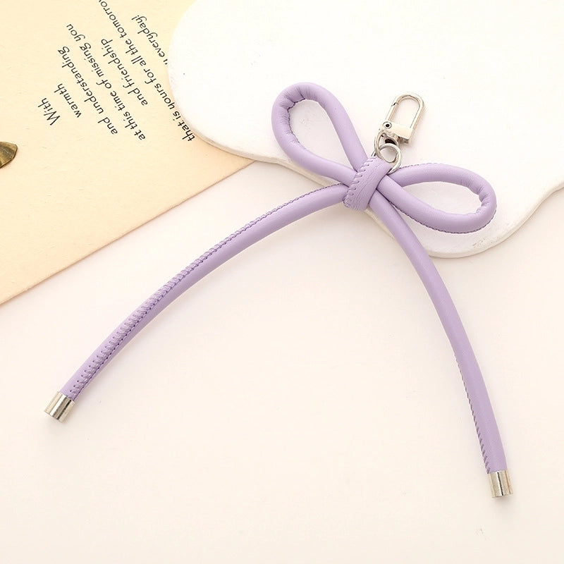 Basic Bow Knot Pu Leather Bag Pendant Mobile Phone Chain Keychain