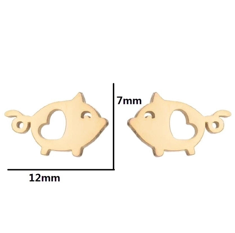 1 Pair Minimalist Animal Plating 304 Stainless Steel 18K Gold Plated Ear Studs
