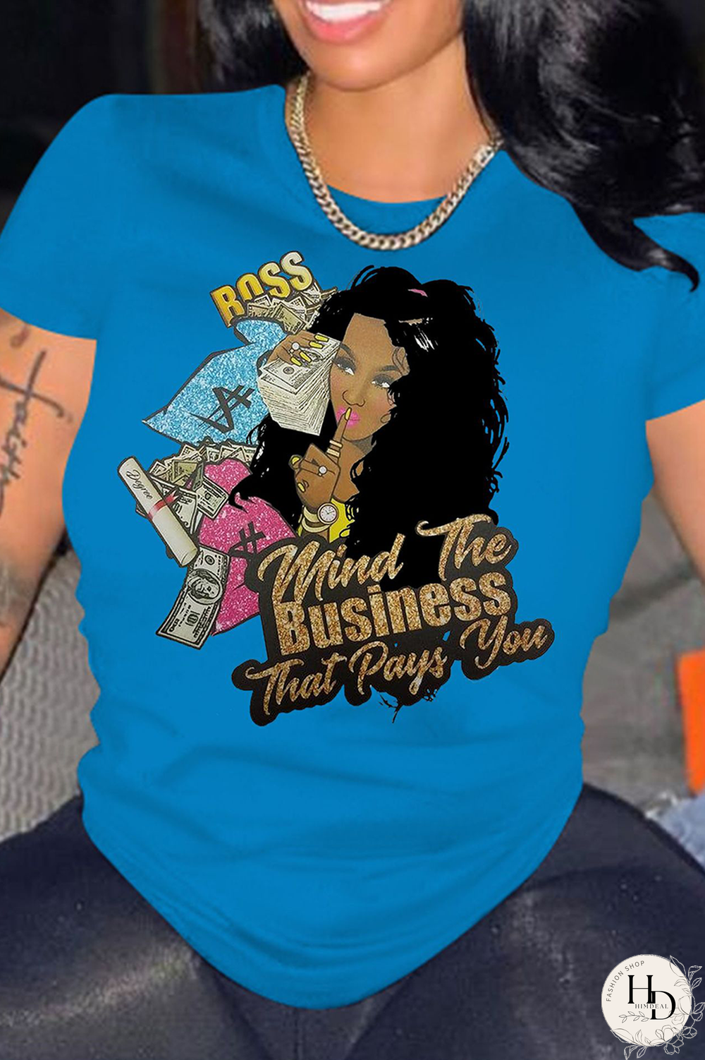 Tangerine Red Casual Print Split Joint O Neck T-Shirts