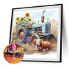 Camion d&rsquo;agneau-peinture diamant rond-35*35cm