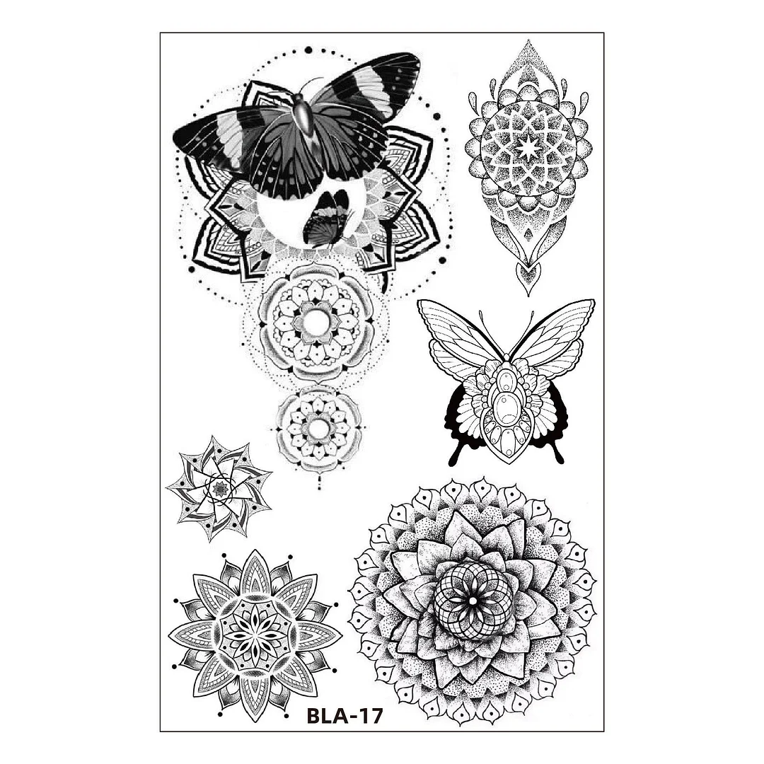 Women Waterproof Temporary Tattoo Sticker Mandala Flower Tatoo Elephant Feather Body Art Water Transfer Clavicle Temporary Tatto