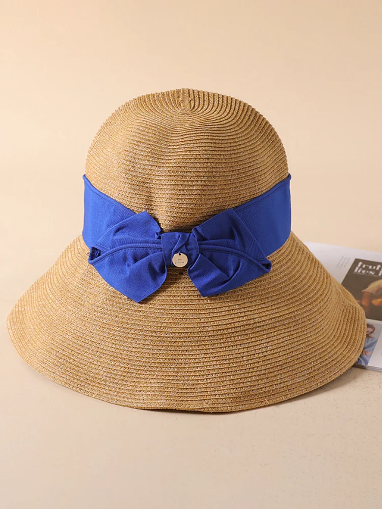 Original Bow-Embellished Tied Wide Brim Hat