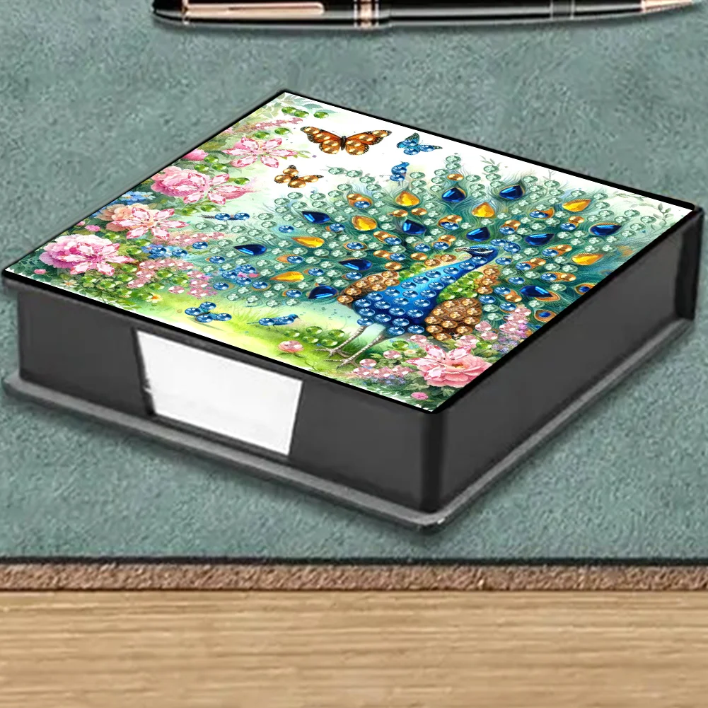 DIY Peacock Diamond Painting Memo Pad Holder Mosaic Kit for DIY Art Craft