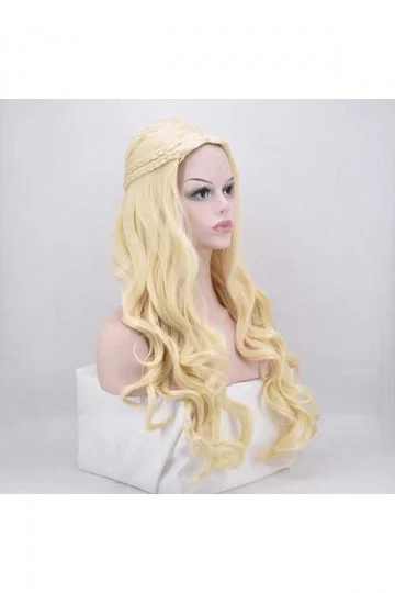 Game Of Thrones Daenerys Targaryen Long Curly Wigs For Halloween Gold-elleschic