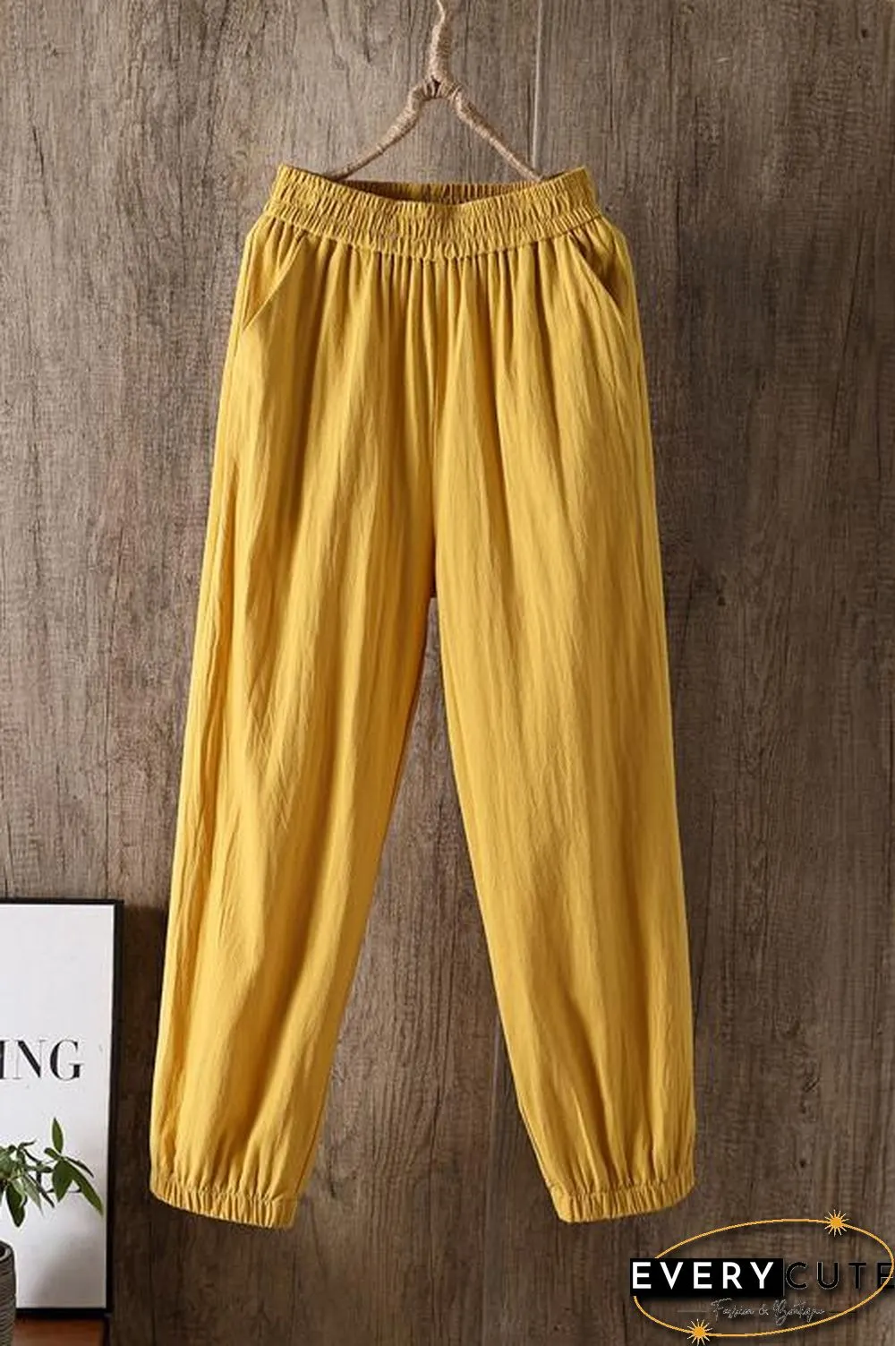 Solid Linen Pockets Jogger