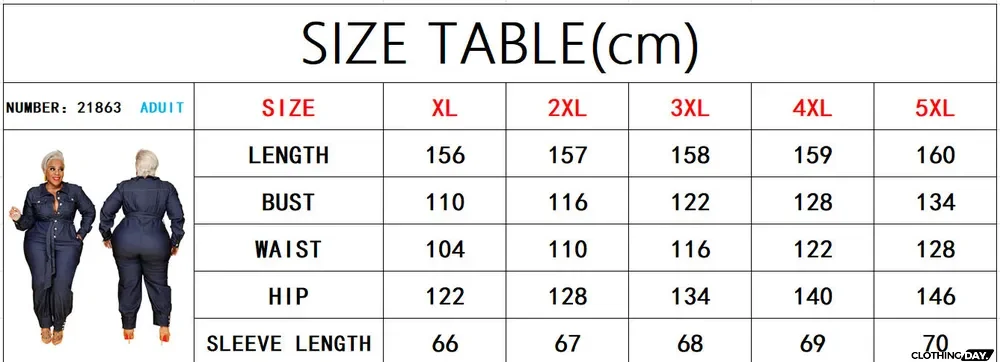 Slim V-Neck Casual Plus Size Women's Denim Jumpsuit