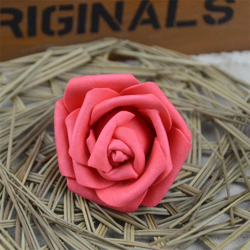 50pcs 6cm Artificial PE Foam Rose Flower Heads For Wedding Home Party Decoration DIY Garland Craft supplies Fake Flowers Ball