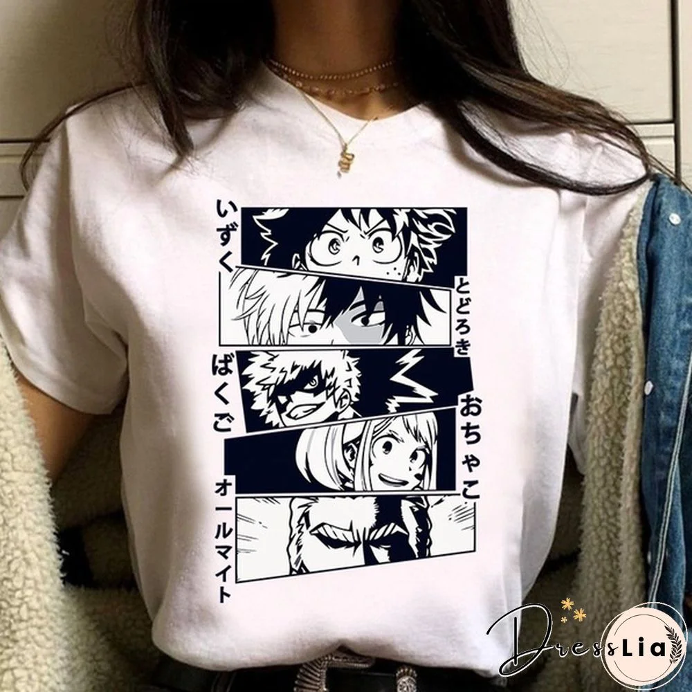 My Hero Academia Anime Printed T Shirt Women Boku No Hero Academia Cartoon T-Shirt Funny Himiko Toga Graphic Tees