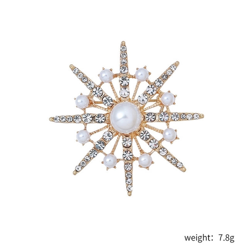 Glam Pin Geometric Alloy Inlay Artificial Pearls Rhinestones Women’S Brooches