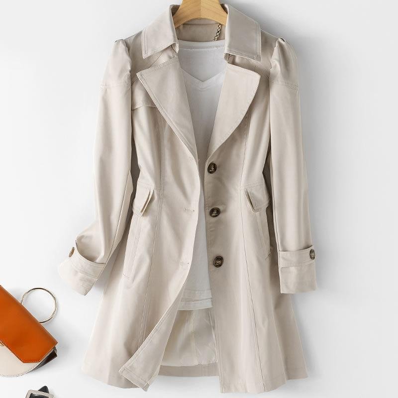 Ailegogo New Women Black Long Trench Coat Casual Female Streetwear Slim Fit Korean Style Coats Single Breasted Outwear