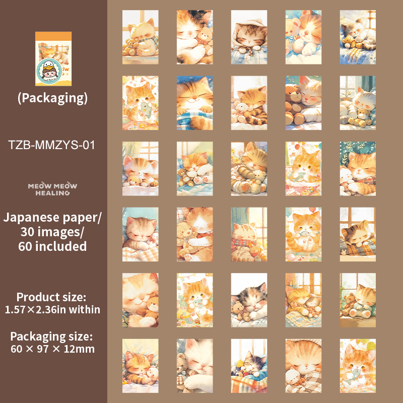 Mini Sticker Book - Meow Meow Healing Series Kawaii Cats Flower 