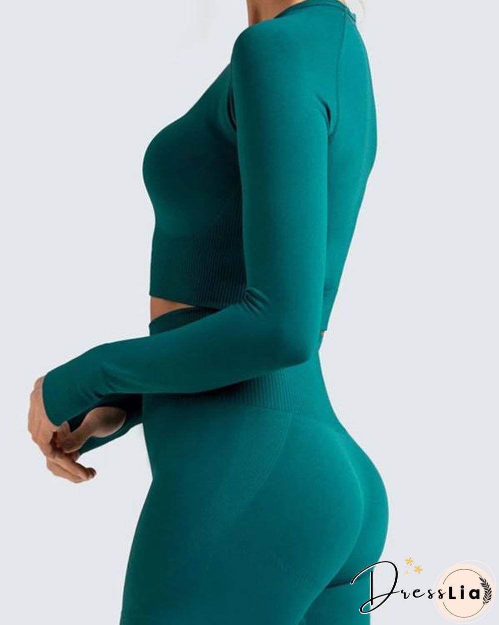 Long Sleeve Seamless Suit Sports Yoga Set 2 Piece