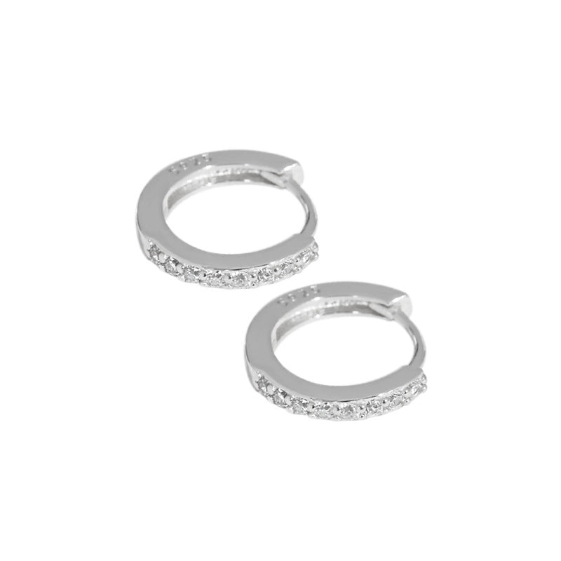 1 Pair 925 Sterling Silver Zircon Geometric Hoop Earrings