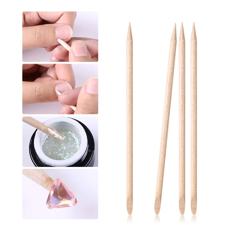 10/20/50/100pcs Wooden Cuticle Pusher Nail Rhinestone Remover Double Head Portable Nail Art Cuticle Remover  Nail Tools-Nail Inspo