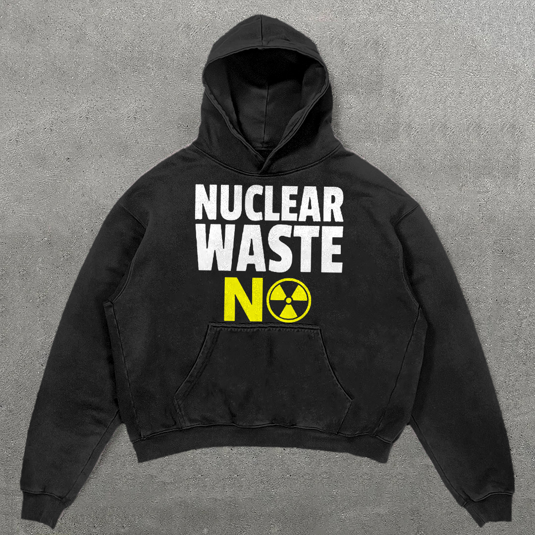 Vintage Street Style Nuclear Waste No Print Washed Hoodie