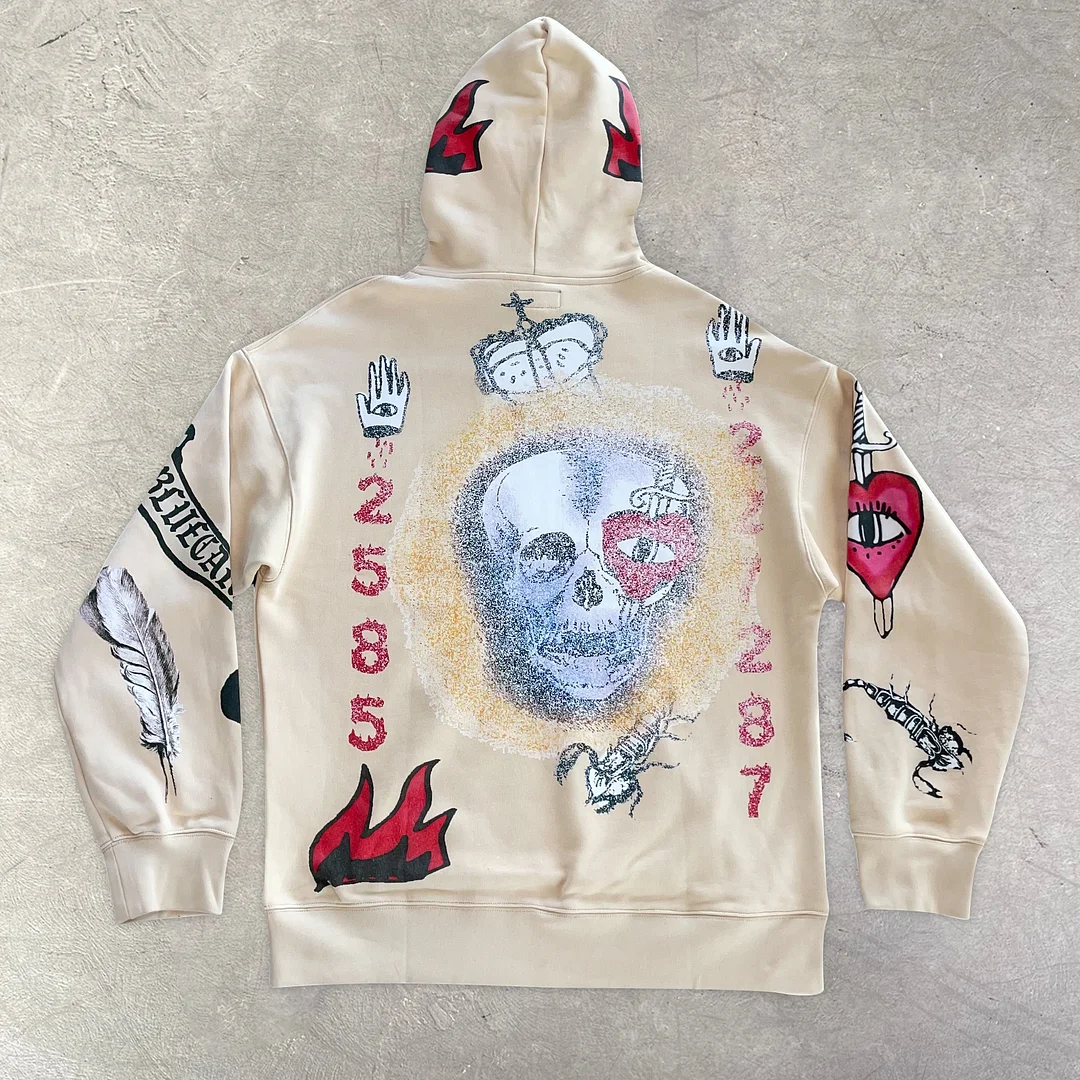 Graffiti Character Pattern Long Sleeve Street Hoodie