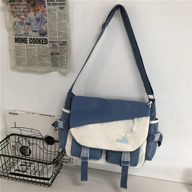 Pongl Messenger Bag Youth Ladies Fashion Handbags Shoulder Bag Student Large Capacity Nylon Crossbody Bags for Women Men Packet