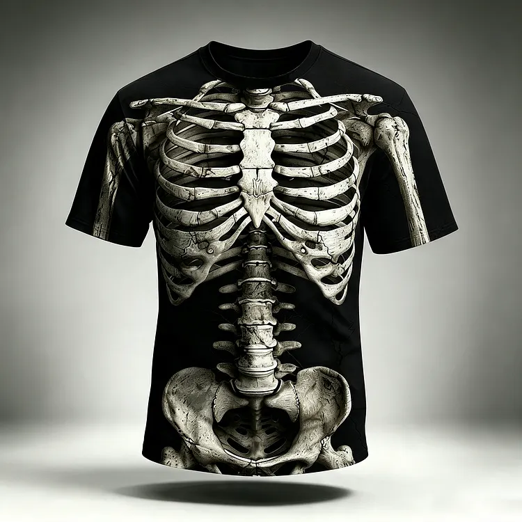 Men's 3d Skull Print Graphics Short Sleeve Crewneck T-shirt